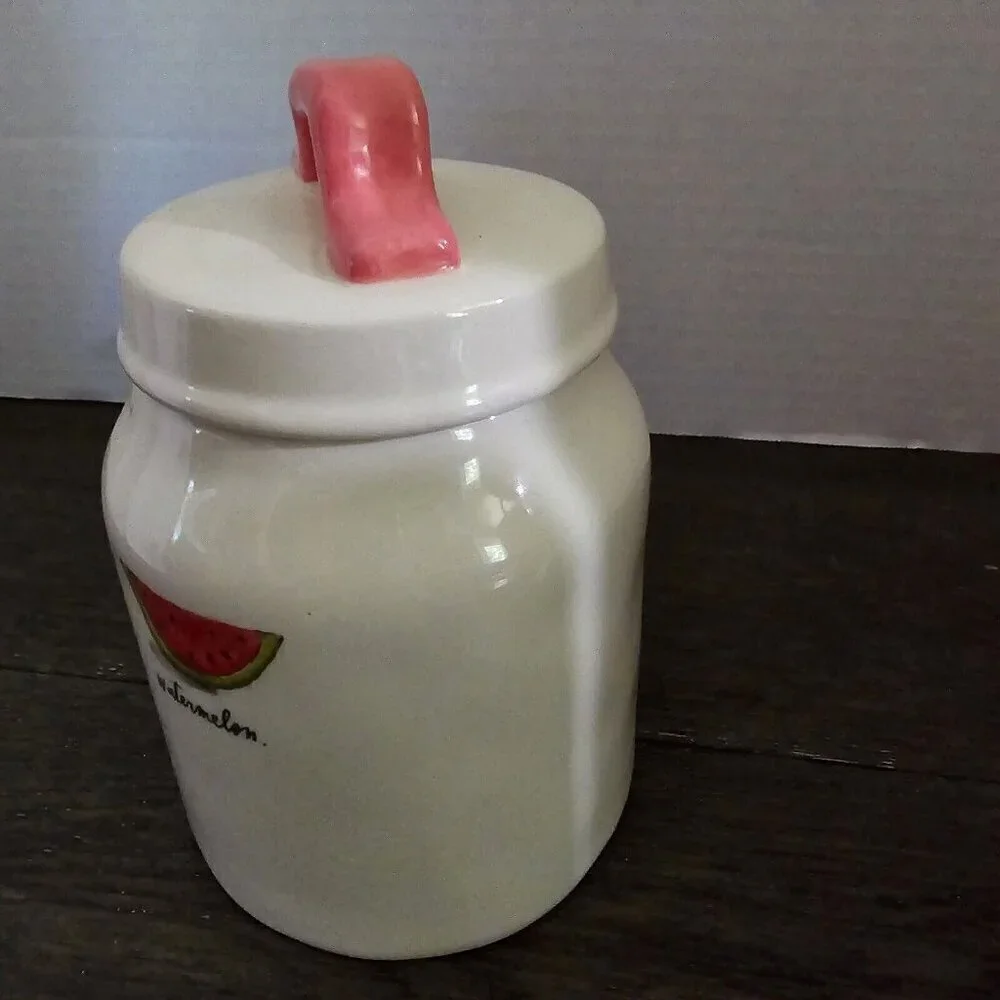 Rae Dunn Artisan Watermelon Icon Baby Canister Rae HTF Summer Pink Handle Cute - Picture 2 of 14